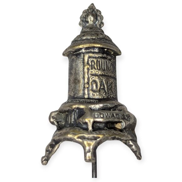 Antique PD Beckwith Round Oak Stove Advertising Silver Stick Pin 2.5" - Picture 2 of 11
